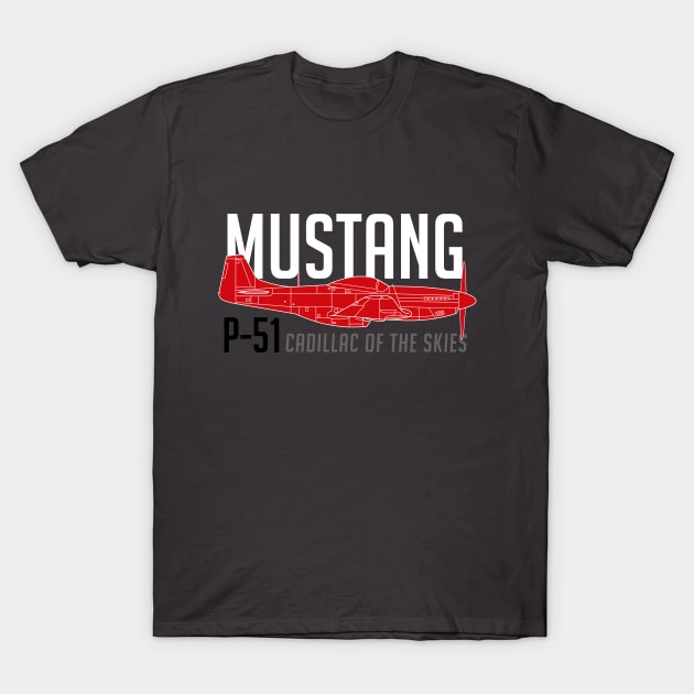 P-51 Mustang Legacy: Cadillac of the Skies T-Shirt by Blue Gingko Designs LLC